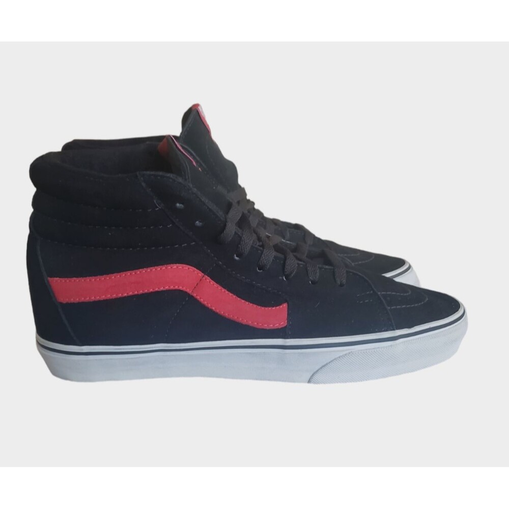 VANS SK8-HI BLACK/RED CLASSIC SKATEBOARDING CANVAS SUEDE SHOES MEN's SZ 11 NEW